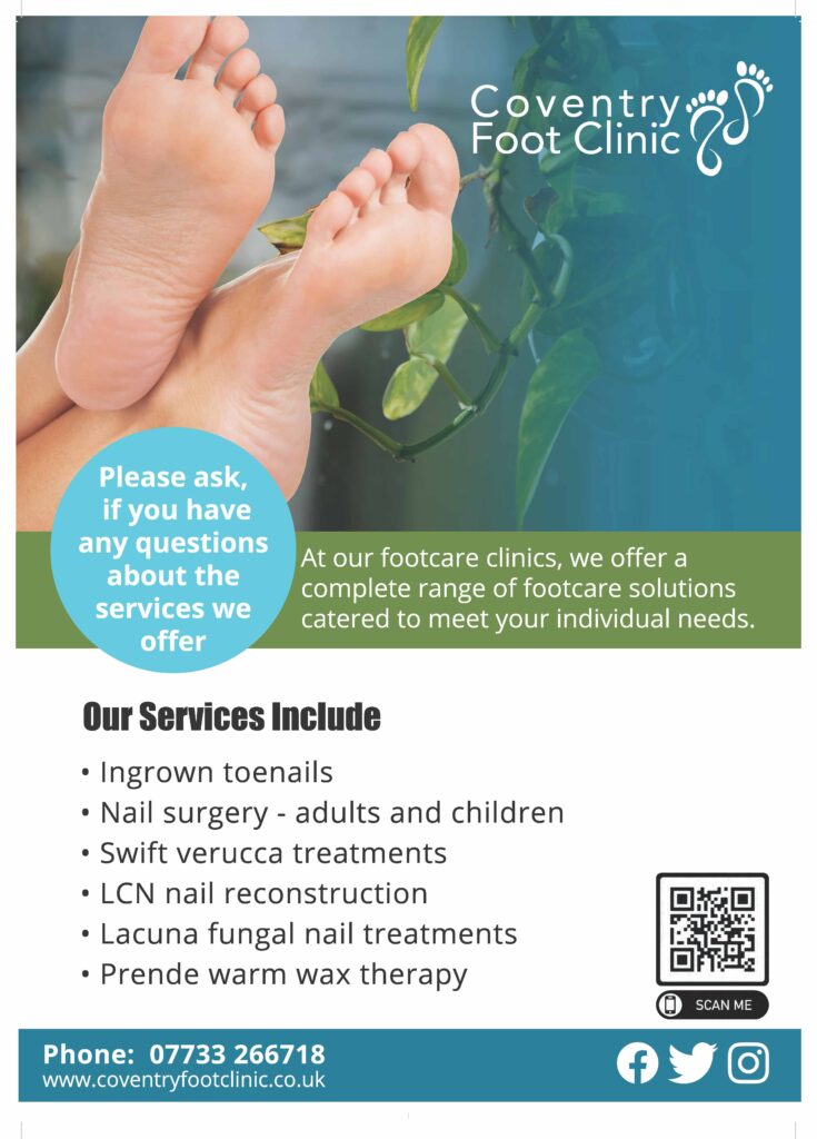 Coventry Foot Clinic as designed by Emma Scott Web Design Warwickshire