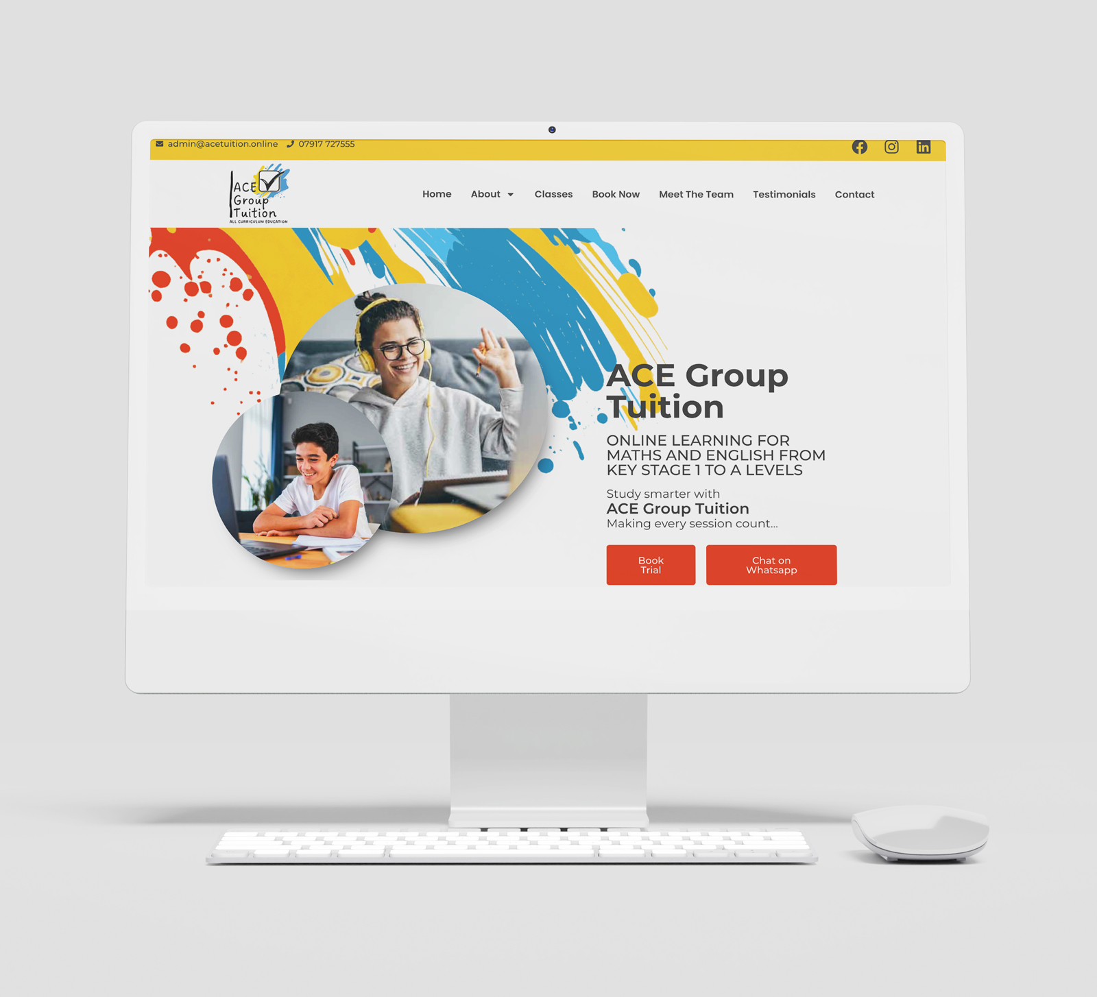 ACE Group Tuition - an online tutor based company for children. Website and Logo design by Emma Scott Web Design