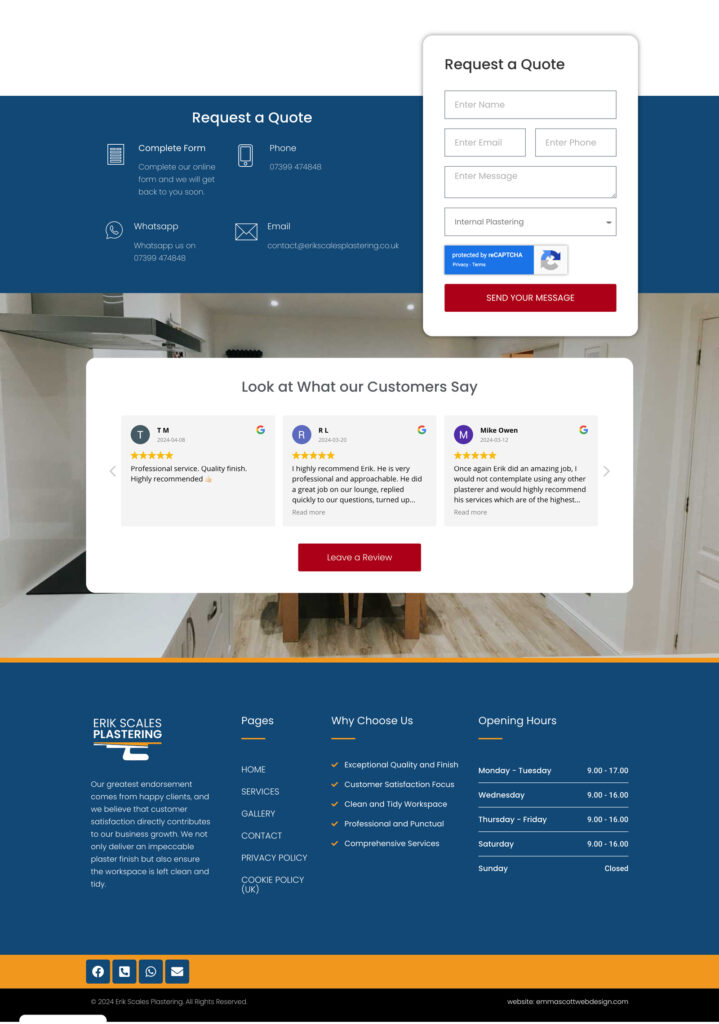 Erik Scales Plastering - web design by Emma Scott Web Design - Kenilworth, Warwickshire