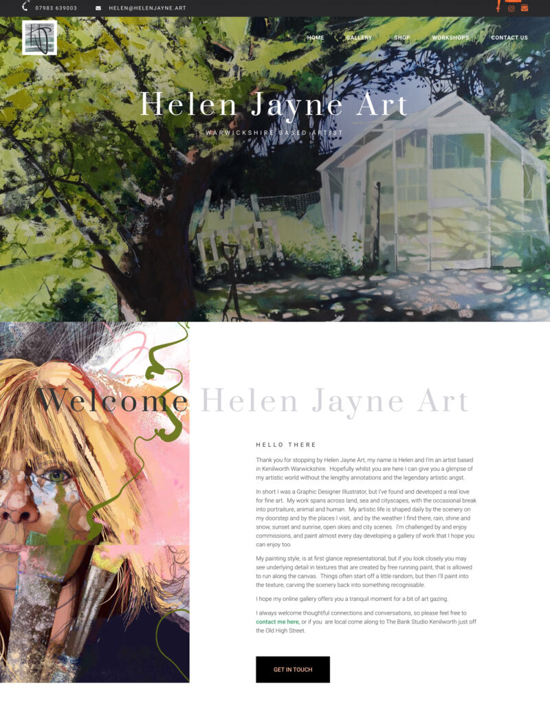 Helen Jayne Art - gallery website created by Emma Scott Web Design of Warwickshire