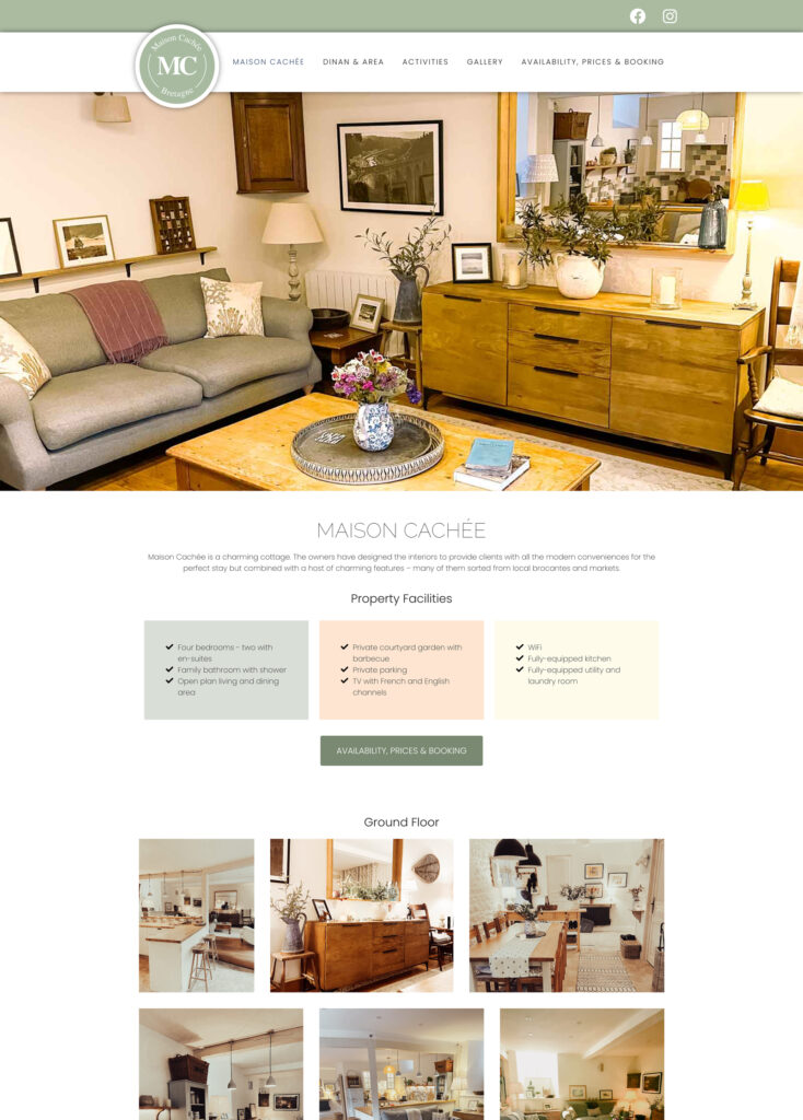 Maison Cachee - French holiday home rental in Dinan - web design by Emma Scott Web Design