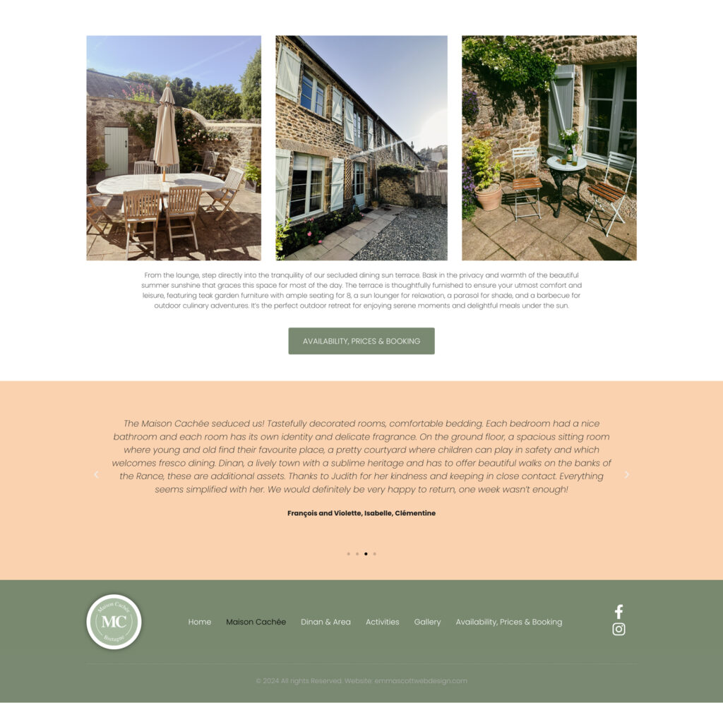 Maison Cachee - French holiday home rental in Dinan - web design by Emma Scott Web Design