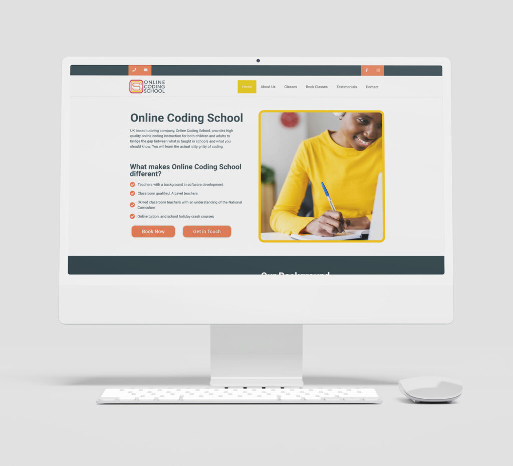 Online Coding School - logo and website created by Emma Scott Web Design of Warwickshire