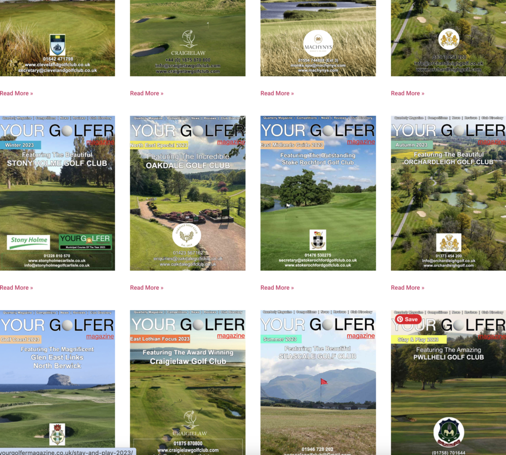 Your Golfer Magazine - web design by Emma Scott Web Design