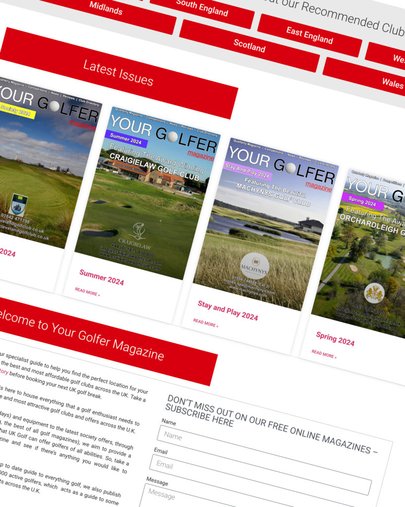 Your Golfer Magazine - web design by Emma Scott Web Design